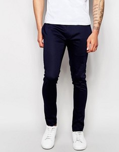 Супероблегающие брюки из хлопкового атласа ASOS - Темно-синий