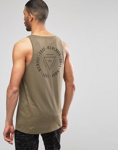 Удлиненная майка с принтом спереди и сзади ASOS - Зеленый