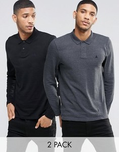 2 поло из пике с длинными рукавами (темно-серое, черное) ASOS - СКИДКА - Мульти