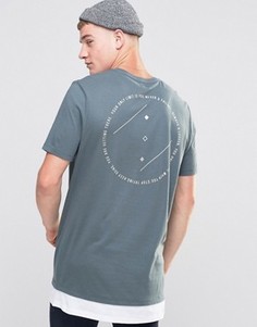 Супердлинная футболка с принтом и асимметричным краем ASOS - Синий