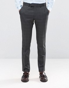 Темно-серые брюки суперзауженного кроя в клетку Ben Sherman Camden - Серый