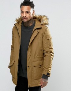 Коричневая куртка с отделкой искусственным мехом ASOS - Коричневый