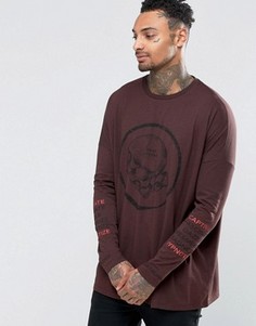 Oversize-лонгслив с принтом черепа ASOS - Красный