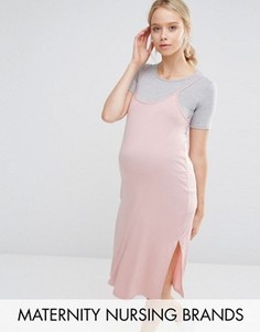 Платье-футболка 2 в 1 Bluebelle Maternity Nursing - Розовый