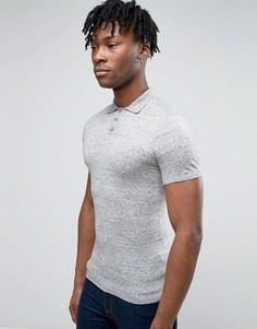 Серая трикотажная футболка-поло из меланжевого полотна ASOS - Серый