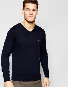 Темно-синий джемпер с V‑образным вырезом Tommy Hilfiger - Темно-синий
