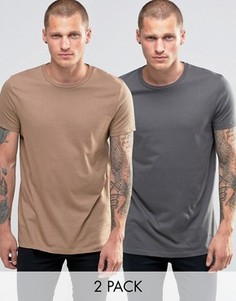 2 длинных футболки с круглым вырезом ASOS - СКИДКА - Мульти