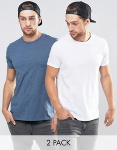 2 футболки с круглым вырезом (белая/меланжевая синяя) ASOS - СКИДКА - Мульти