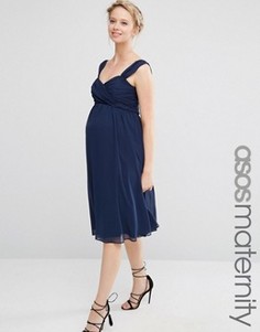 Шифоновое платье миди для беременных ASOS Maternity WEDDING - Синий