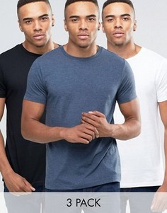3 футболки с круглым вырезом (белая/черная/темный деним меланж) ASOS - СКИДКА - Мульти