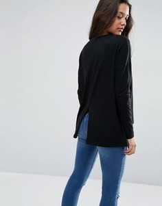 Oversize-топ с длинными рукавами и разрезом на спине ASOS - Черный