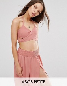 Пляжный укороченный топ с запахом ASOS PETITE - Оранжевый