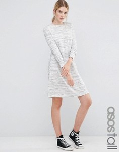 Меланжевое свободное платье в стиле casual ASOS TALL - Серый
