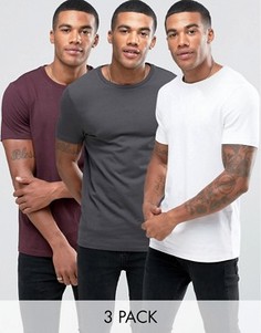 3 футболки с круглым вырезом (белая/бордовая/темно-серая меланж) ASOS - СКИДКА - Мульти