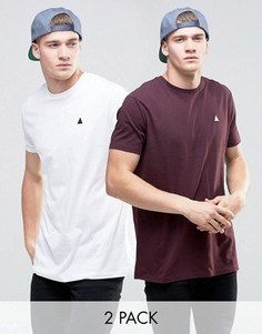 2 длинных футболки с круглым вырезом (белая/бордовая) ASOS - СКИДКА 15 - Мульти