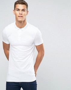 Белая удлиненная футболка‑поло облегающего кроя ASOS - Белый