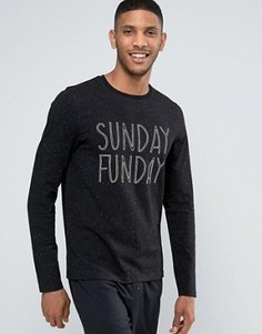 Длинная свободная футболка в крапинку с принтом Sunday ASOS - Черный