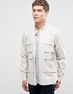 Свободная рубашка навыпуск в стиле милитари ASOS - Stone