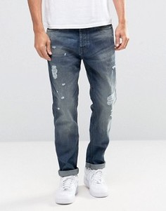 Голубые выбеленные джинсы антифит с рваной отделкой Jack &amp; Jones Intelligence - Черный