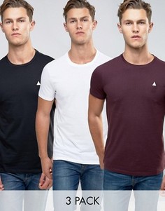 3 футболки с круглым вырезом и логотипом (белая/черная/бордовая) ASOS - СКИДКА - Мульти