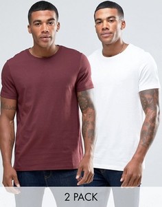 2 футболки (белая/красная) с круглым вырезом ASOS - СКИДКА - Мульти