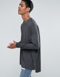 Oversize-лонгслив с эффектом разводов ASOS - Черный