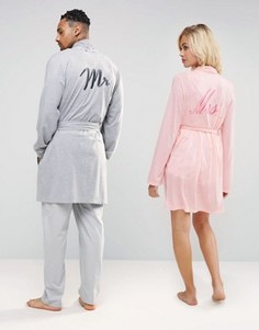 Халат с вышивкой Mr ASOS - Серый