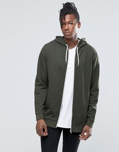 Длинное худи на молнии ASOS - Зеленый