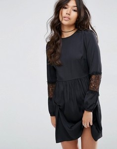 Платье мини с длинными рукавами ASOS - Черный