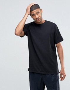 Черная меланжевая футболка стандартного кроя ASOS - Черный