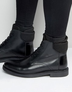 Черные кожаные ботинки на шнуровке с неопреновыми манжетами ASOS - Черный