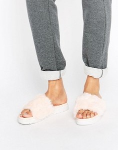 Меховые шлепанцы ASOS FLUFFIE - Розовый