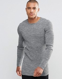 Удлиненный джемпер в рубчик ASOS - Серый