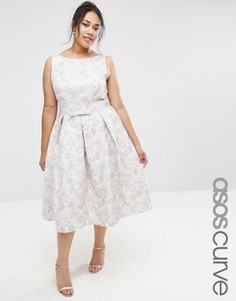 Жаккардовое платье миди для выпускного ASOS CURVE WEDDING - Мульти