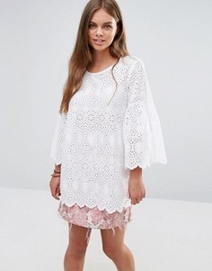 Топ с расклешенными рукавами и вышивкой Maison Scotch - Белый