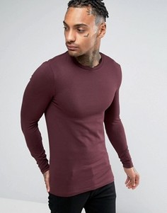 Облегающий красный лонгслив с круглым вырезом ASOS - Красный