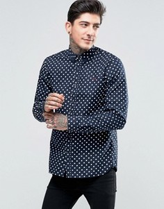 Темно-синяя рубашка узкого кроя в горошек Fred Perry - Темно-синий