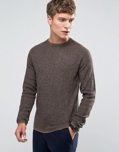 Трикотажный джемпер с круглым вырезом Selected Homme - Коричневый