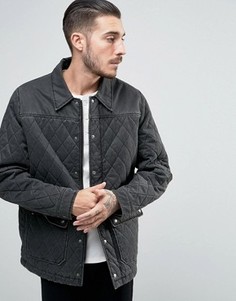 Черная стеганая куртка с вощеным эффектом ASOS - Черный