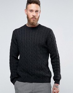 Джемпер с добавлением шерсти с узором косичка ASOS - Черный