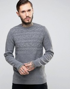 Джемпер с горизонтальными косами на кокетке ASOS - Серый