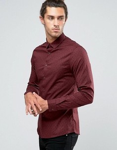 Бордовая рубашка скинни с принтом пейсли ASOS - Красный