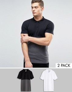 2 трикотажные футболки-поло (со вставкой/белая) ASOS - СКИДКА 17 - Мульти