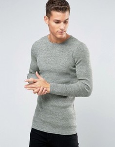 Длинный облегающий джемпер в рубчик ASOS - Зеленый