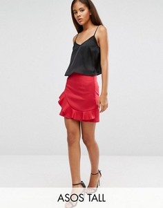 Мини-юбка с оборкой ASOS TALL - Красный