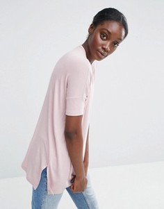 Свободная футболка с драпировкой ASOS - Розовый