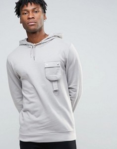 Худи с накладным карманом ASOS - Серый