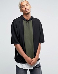 Свободное худи с короткими рукавами ASOS - Черный