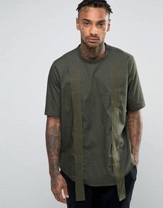 Тканая oversize-футболка с лентами и разрезами по бокам ASOS - Зеленый