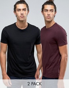 2 футболки (черная/красная) ASOS - СКИДКА - Мульти